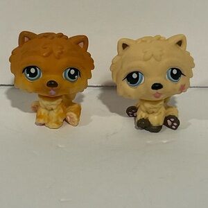 Littlest Pet Shop Dog LPS #117 & 1208 Tan Blue Eye Chow Chow Authentic LPS Rare